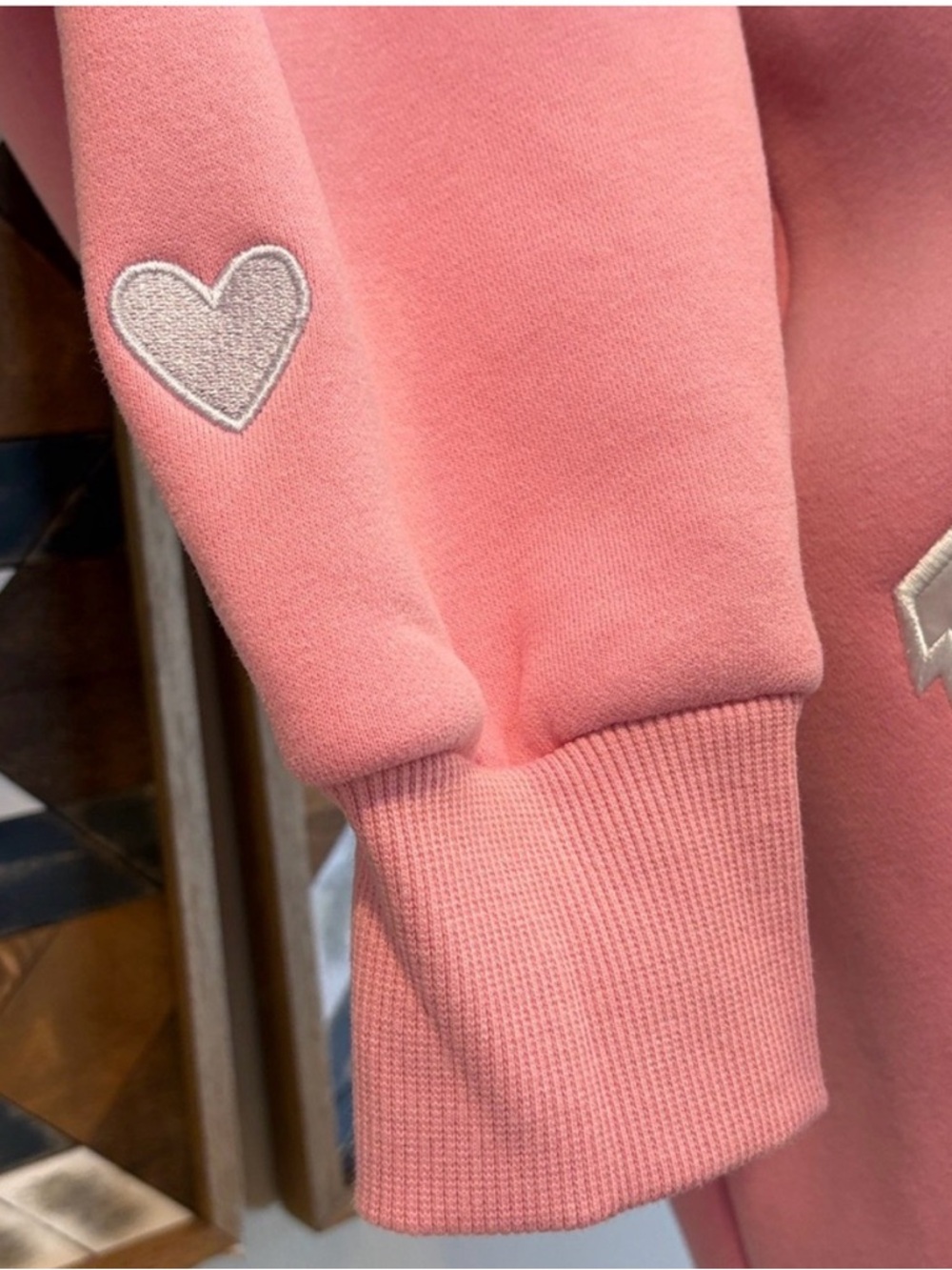 PARKE Valentine's Varsity Mockneck in Blush Pink + Lavender size S/M NEW - Picture 6 of 12